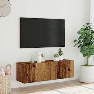 Nástěnná TV skříňka old wood 100 x 30 x 30 cm kompozitní dřevo - obrázek 3