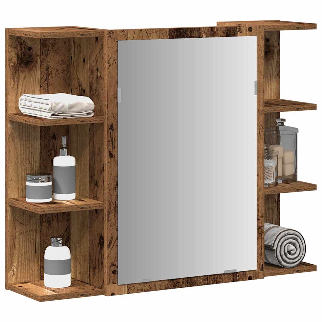 vidaXL Bad-Spiegelschrank Altholz-Optik 80x20,5x64 cm Holzwerkstoff