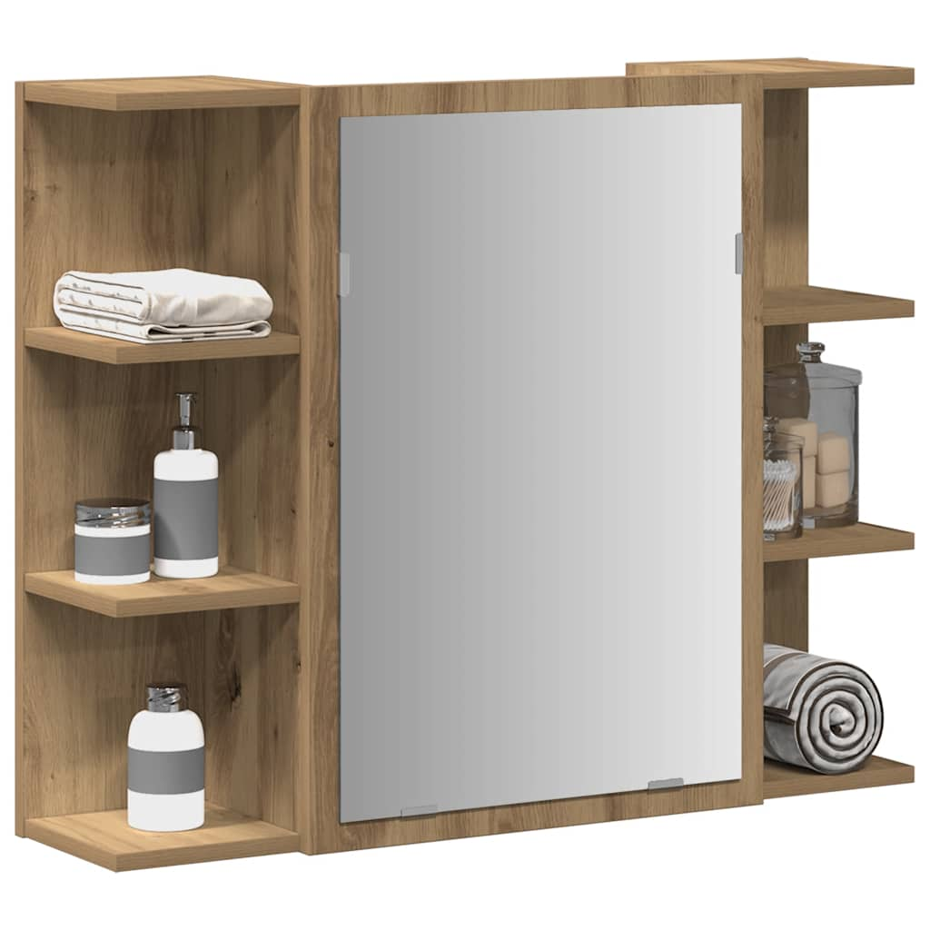 vidaXL Bad-Spiegelschrank Artisan-Eiche 80x20,5x64cm Holzwerkstoff