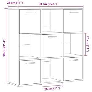 Knihovna old wood 90 x 28 x 90 cm kompozitní dřevo - obrázek 11