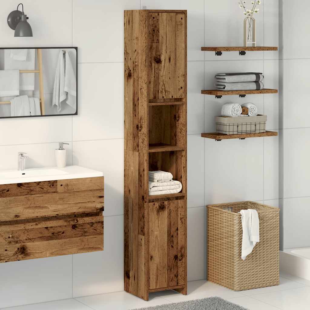 vidaXL Badkamerkast 30x30x183,5 cm bewerkt hout oud houtkleurig afbeelding