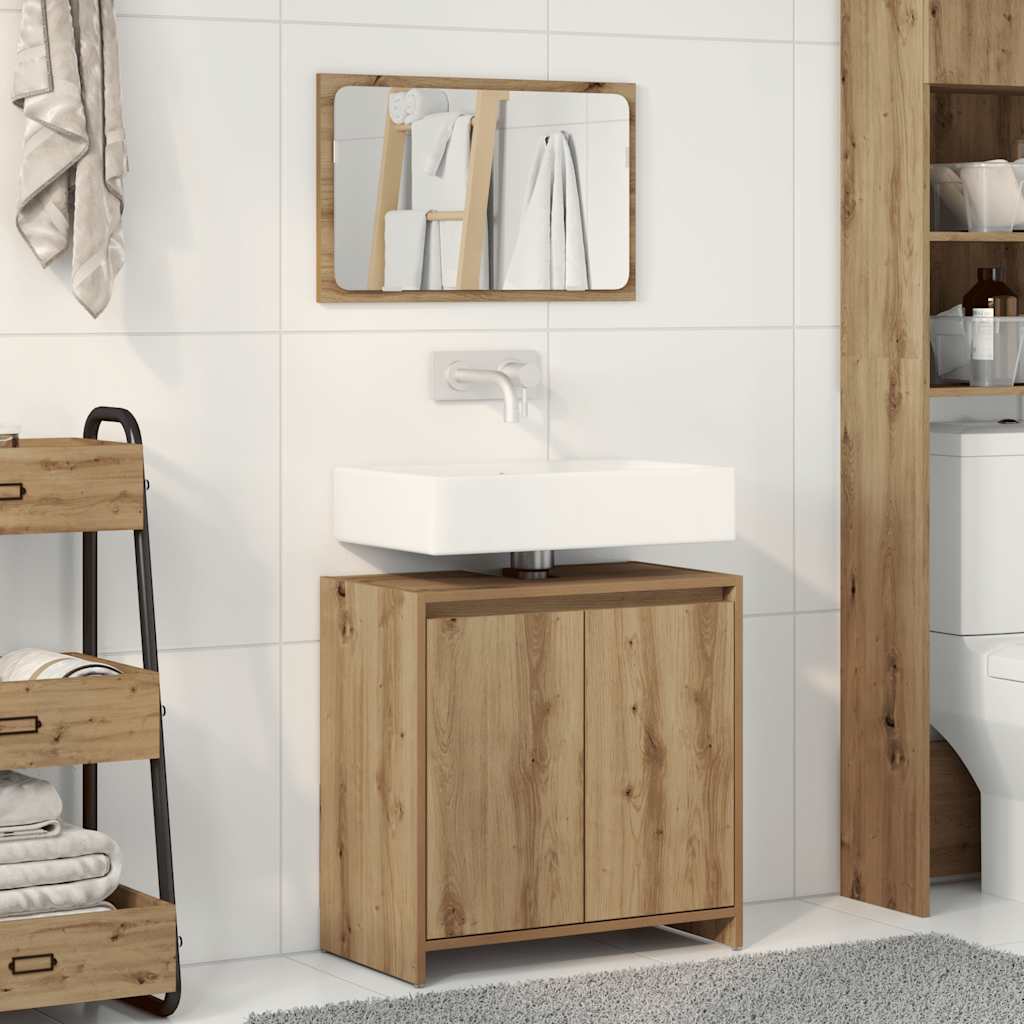 vidaXL Set mobilier de baie, 2 piese, stejar artizanal, lemn prelucrat