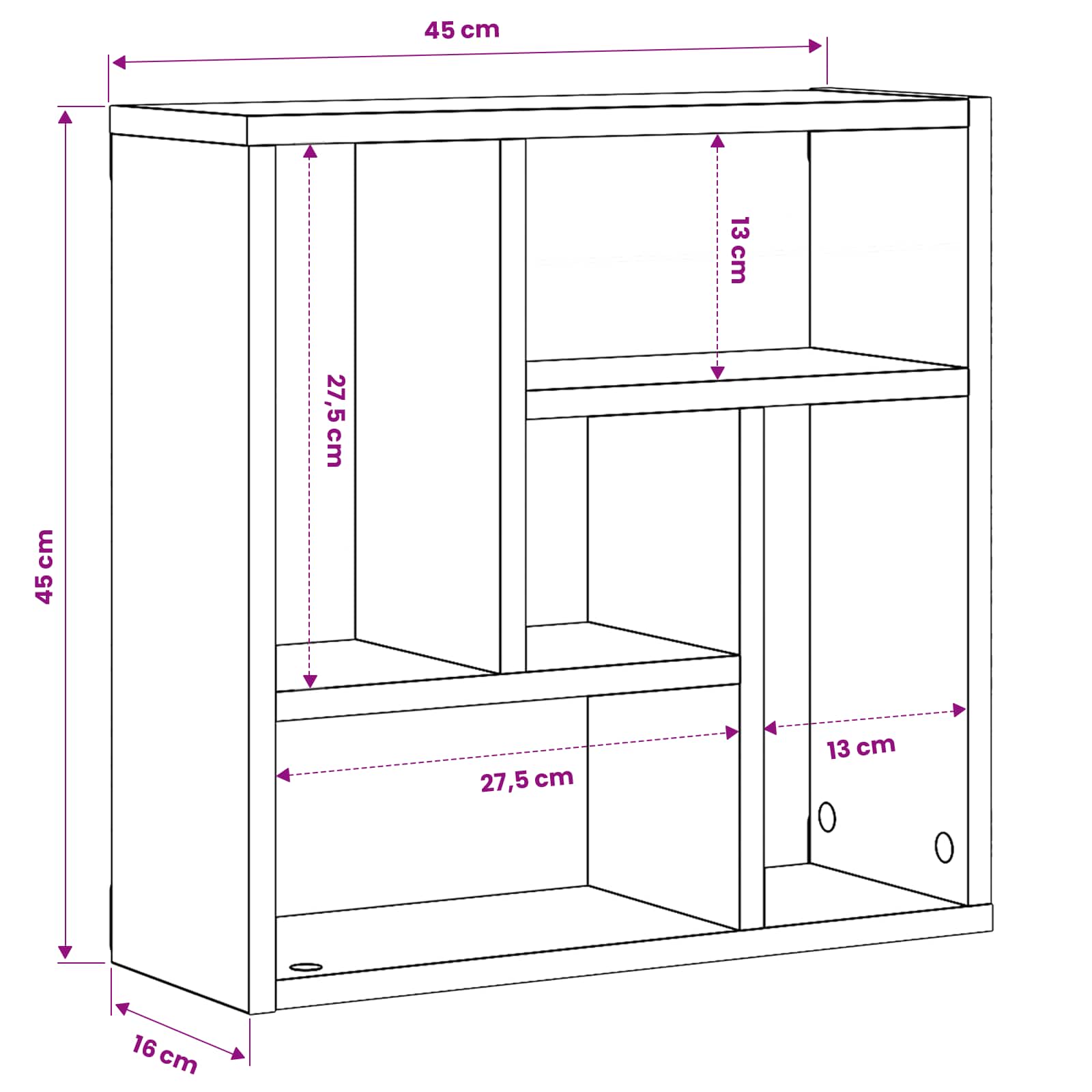 vidaXL Wandschap 45x16x45 cm bewerkt hout oud houtkleurig