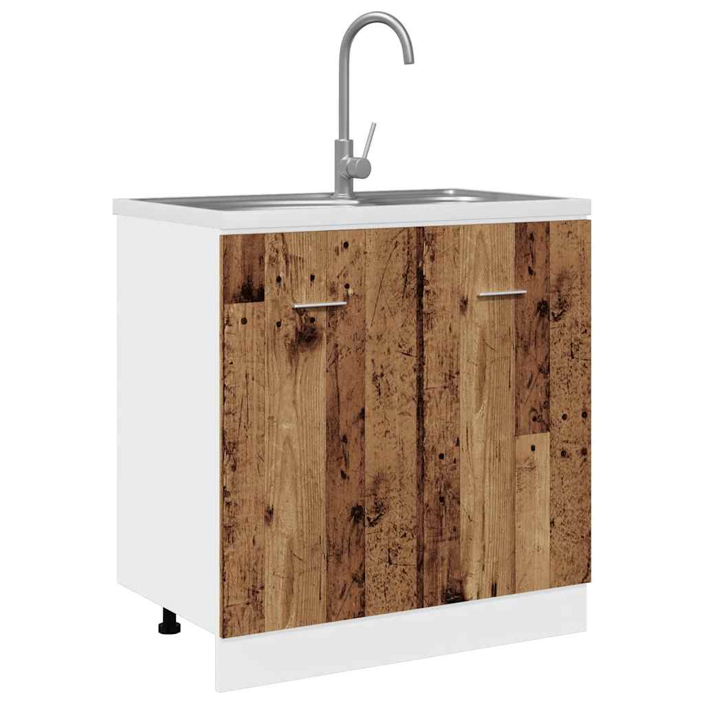 vidaXL Wastafelonderkast Lyon 80x46x81,5 cm bewerkt hout oud houtkleurig afbeelding