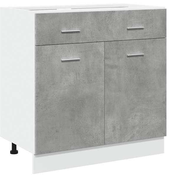 vidaXL sahtlitega alumine kapp "Lyon", betoonhall, 80 x 46 x 81,5 cm, t&ouml;&ouml;deldud puit