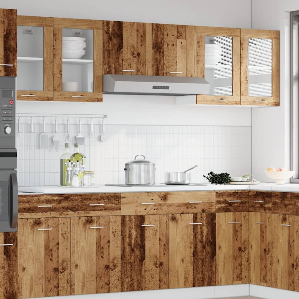 Thumbnail - vidaXL Hängeschrank Lyon Glas Altholz-Optik 40x31x60 cm Holzwerkstoff
