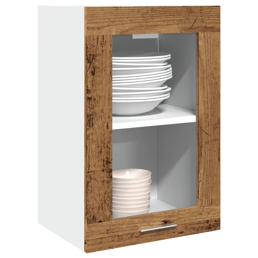 vidaXL Hängeschrank Glas Altholz-Optik 40x31x60 cm Holzwerkstoff