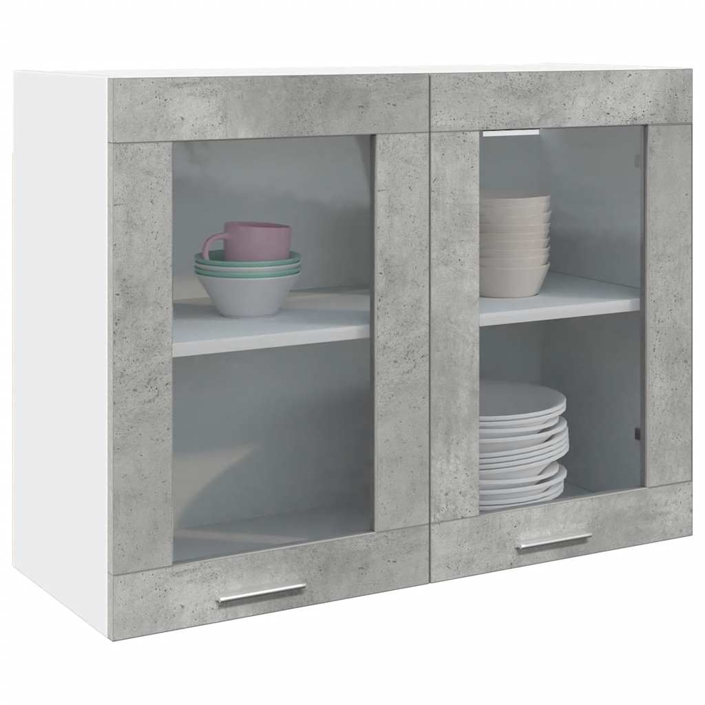 vidaXL Väggskåp glas “Lyon” betonggrå 80x31x60 cm