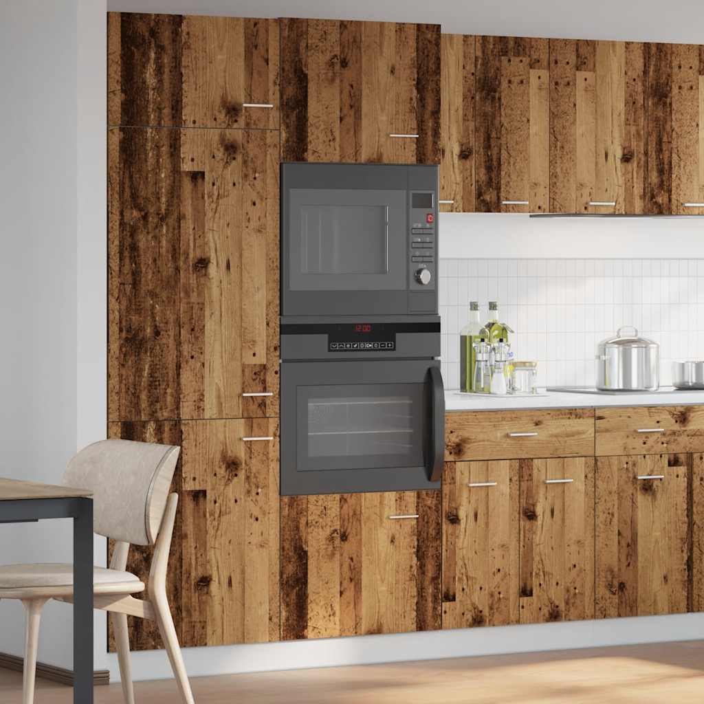 Thumbnail - vidaXL Mikrowellenschrank Lyon Altholz-Optik 60x57x207 cm Holzwerkstoff
