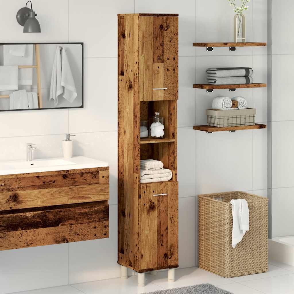 vidaXL Kúpeľňová skrinka Old Wood 30x30x179 cm Engineered Wood