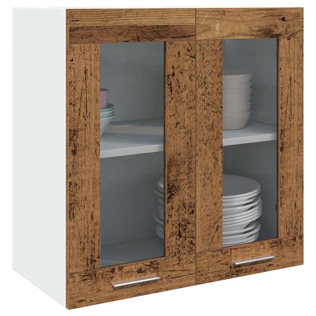 vidaXL Küchen-Wandschrank Lyon mit Glastüren Altholz-Optik 60x31x60 cm