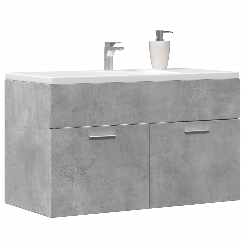 vidaXL Wastafelkast 80x38,5x46 cm spaanplaat betongrijs afbeelding