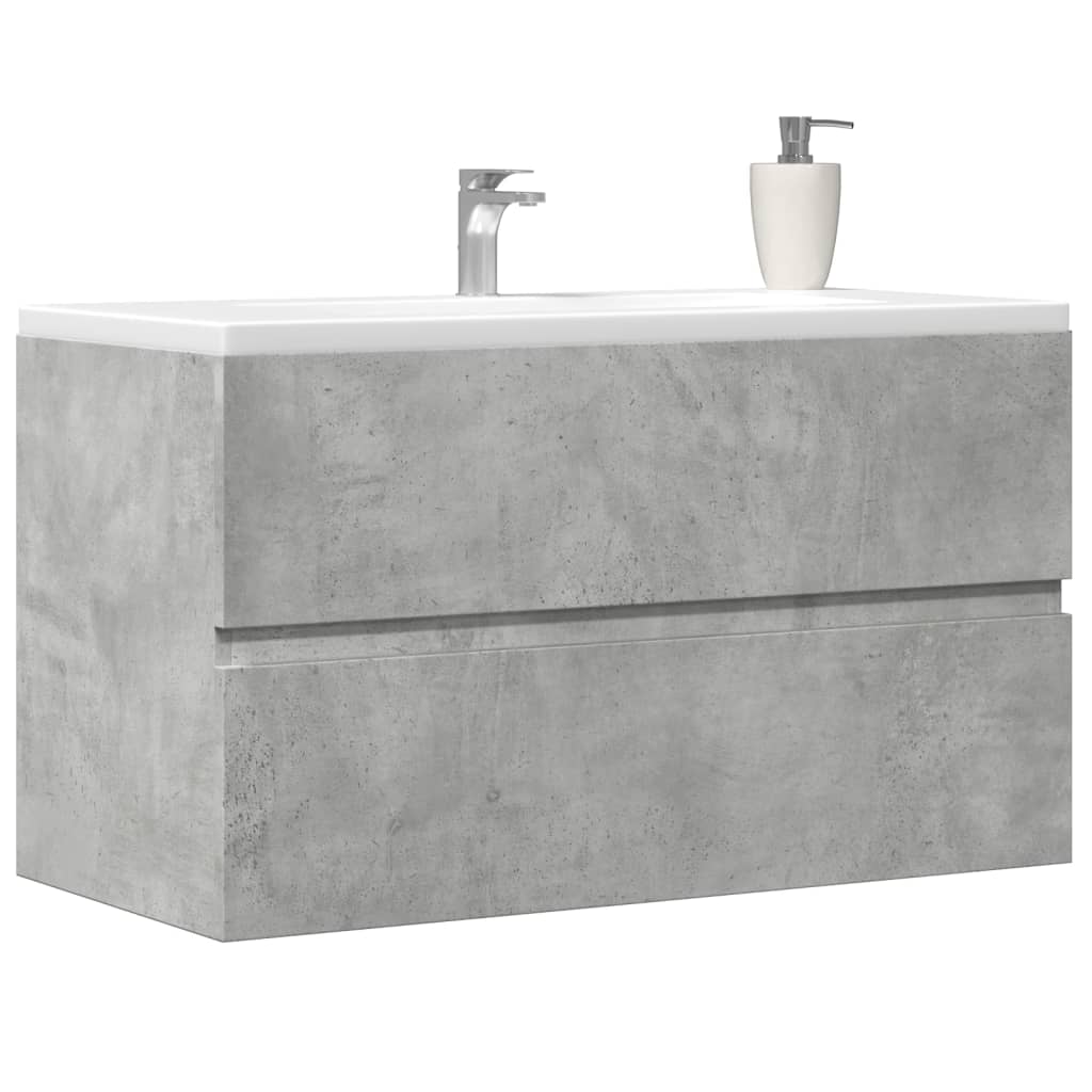 vidaXL Tvättställsskåp betonggrå 90x38,5x45 cm spånskiva