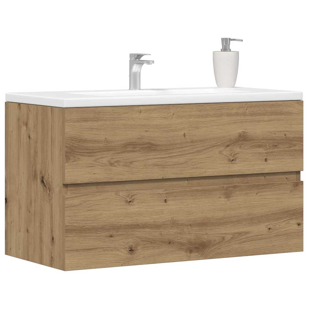 vidaXL Dulap de chiuvetă stejar artizanal 90x38,5x45 cm lemn prelucrat