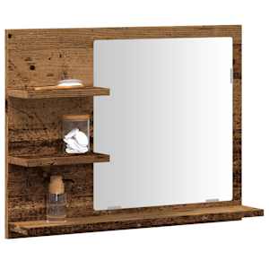 Kopalniška omarica z ogledalom starinski les 60x10,5x45 cm