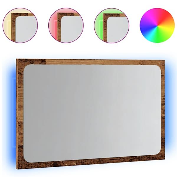 vidaXL vannitoapeegel LED valgusega vana puit 60x8,5x38 cm