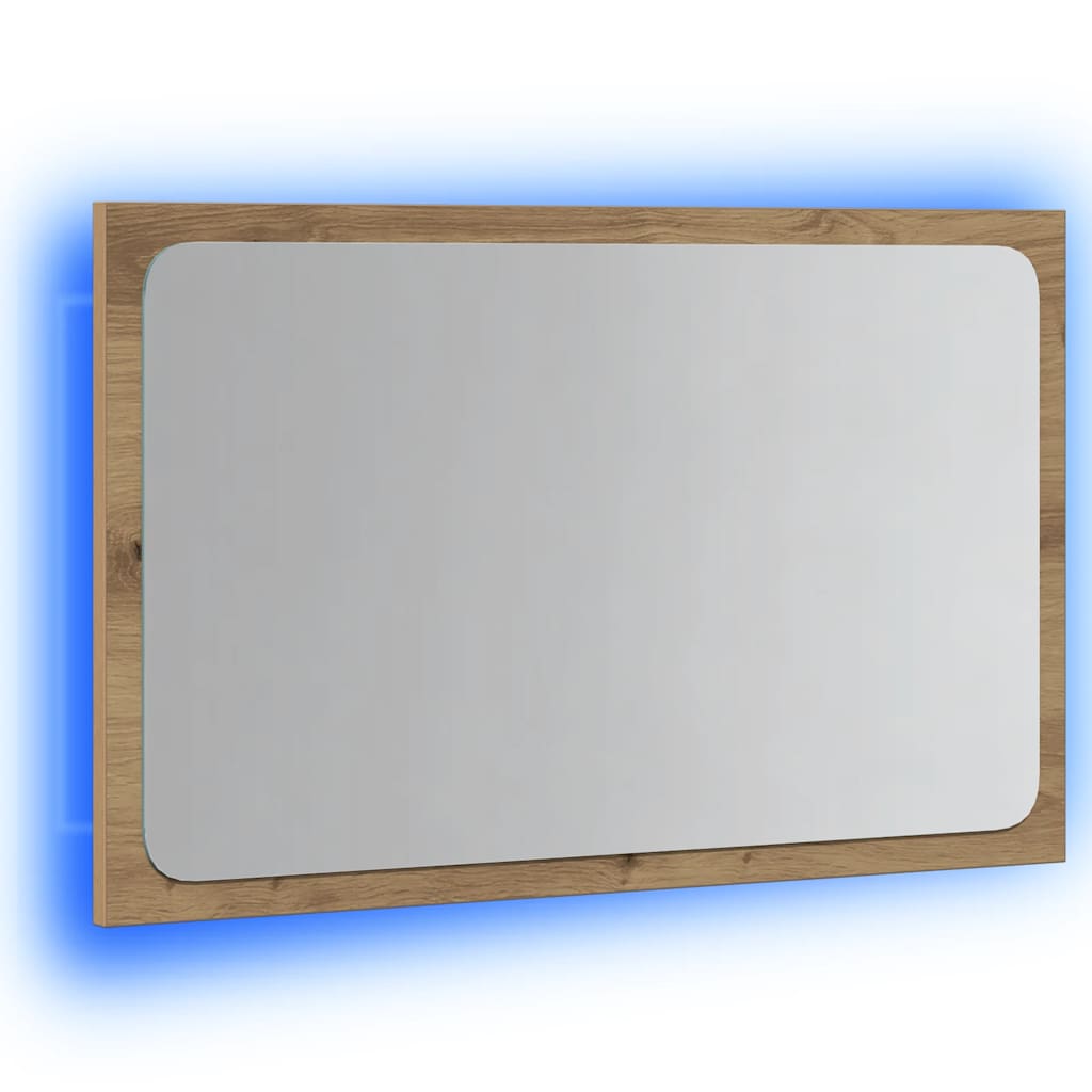 vidaXL Kylpyhuoneen peili LED-valoilla artesaani tammi 60x8,5x38 cm