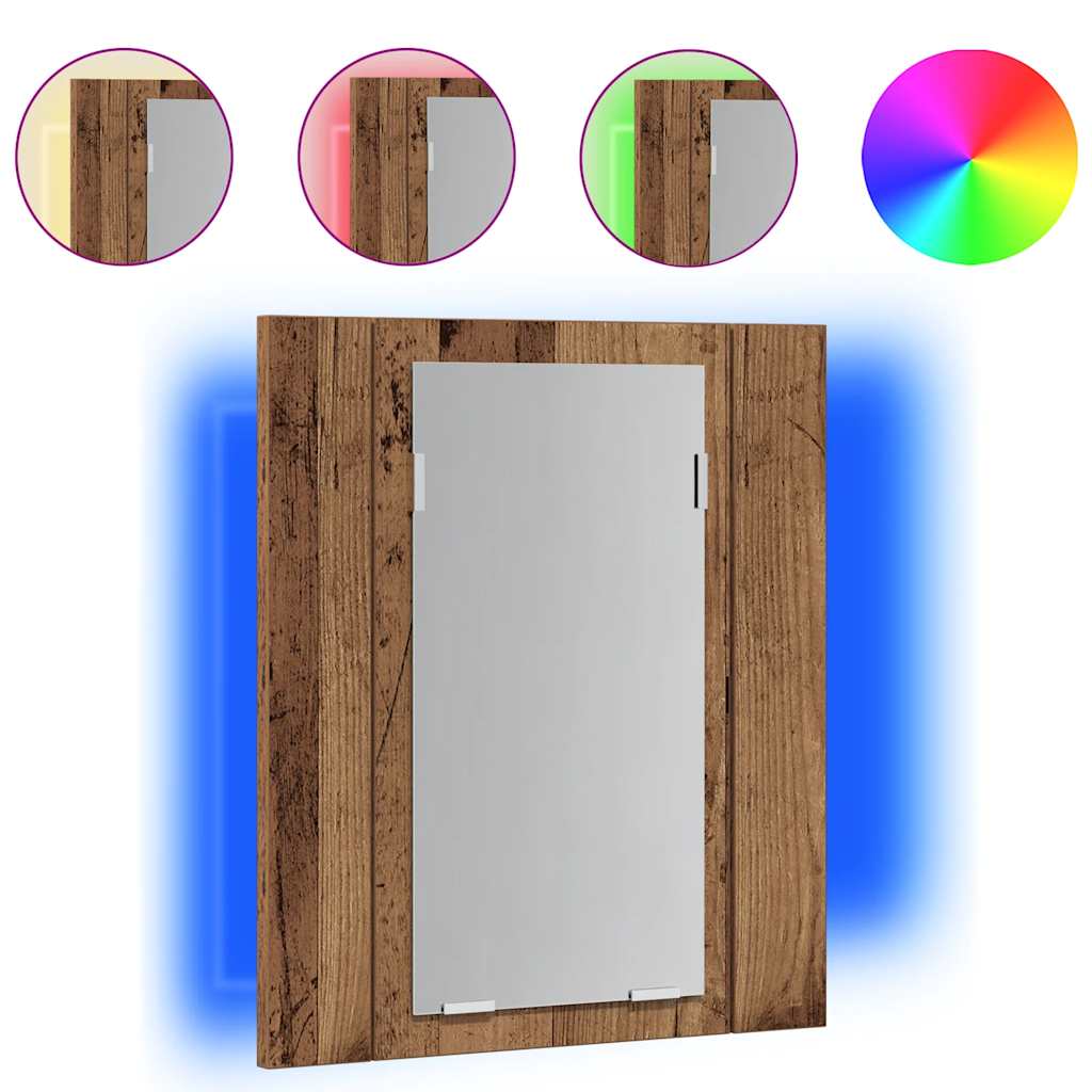 vidaXL Zrcadlová skříňka s LED old wood 40x12x45 cm kompozitní dřevo