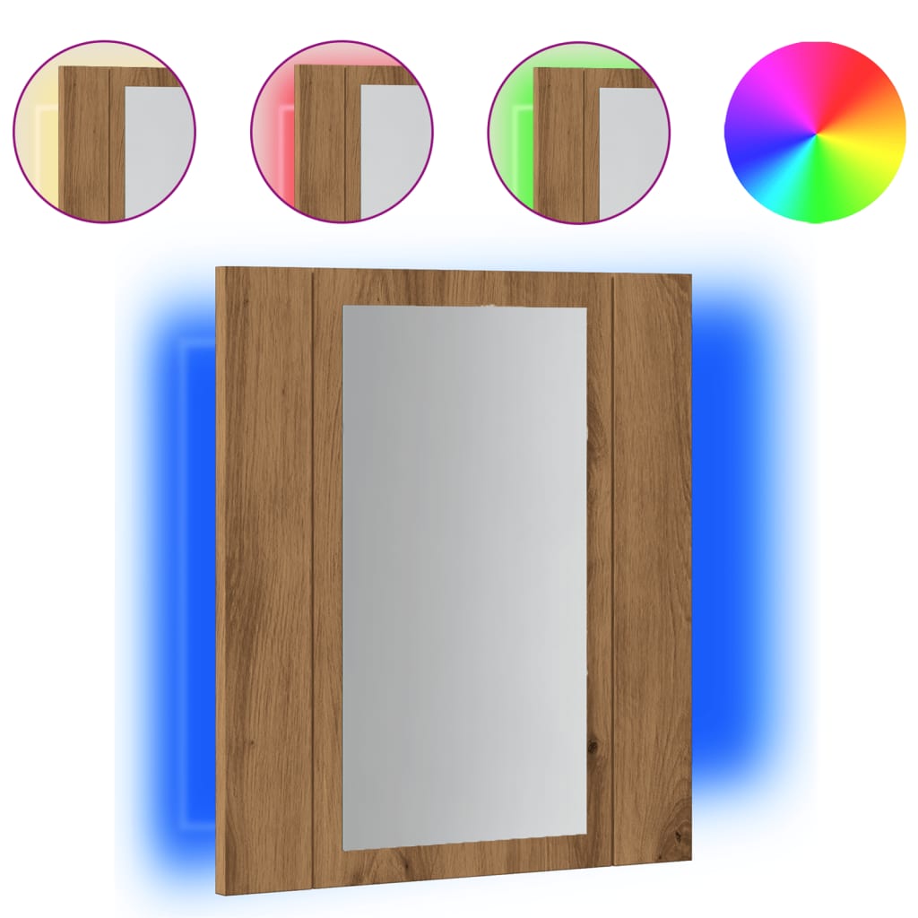 Thumbnail - vidaXL LED-Spiegelschrank Artisan-Eiche 40x12x45 cm Holzwerkstoff