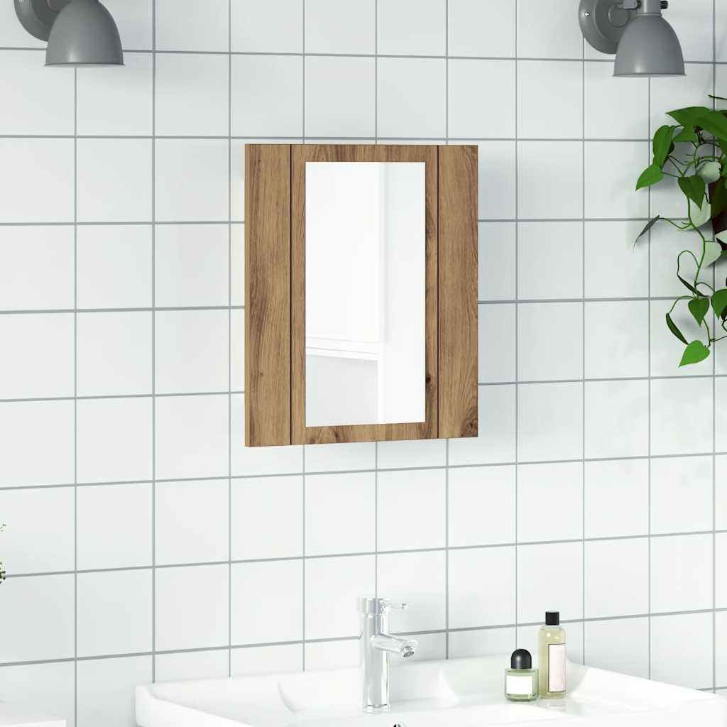 vidaXL LED-Spiegelschrank Artisan-Eiche 40x12x45 cm Holzwerkstoff