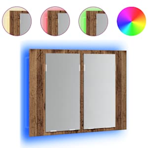 Zrcadlová skříňka s LED old wood 60x12x45 cm kompozitní dřevo - obrázek 2