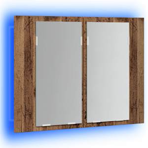 Zrcadlová skříňka s LED old wood 60x12x45 cm kompozitní dřevo - obrázek 4