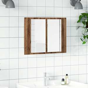 Zrcadlová skříňka s LED old wood 60x12x45 cm kompozitní dřevo - obrázek 1