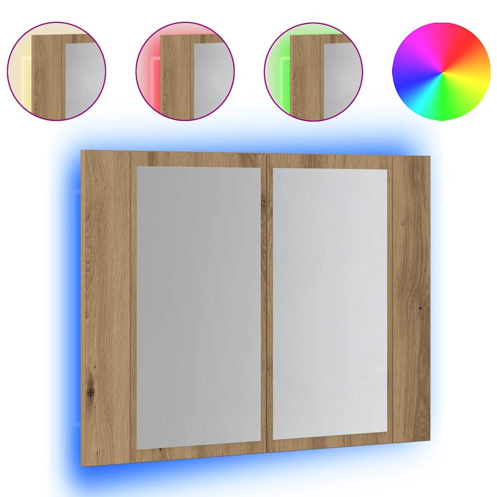 vidaXL Zrcadlová skříňka s LED dub artisan 60x12x45cm kompozitní dřevo