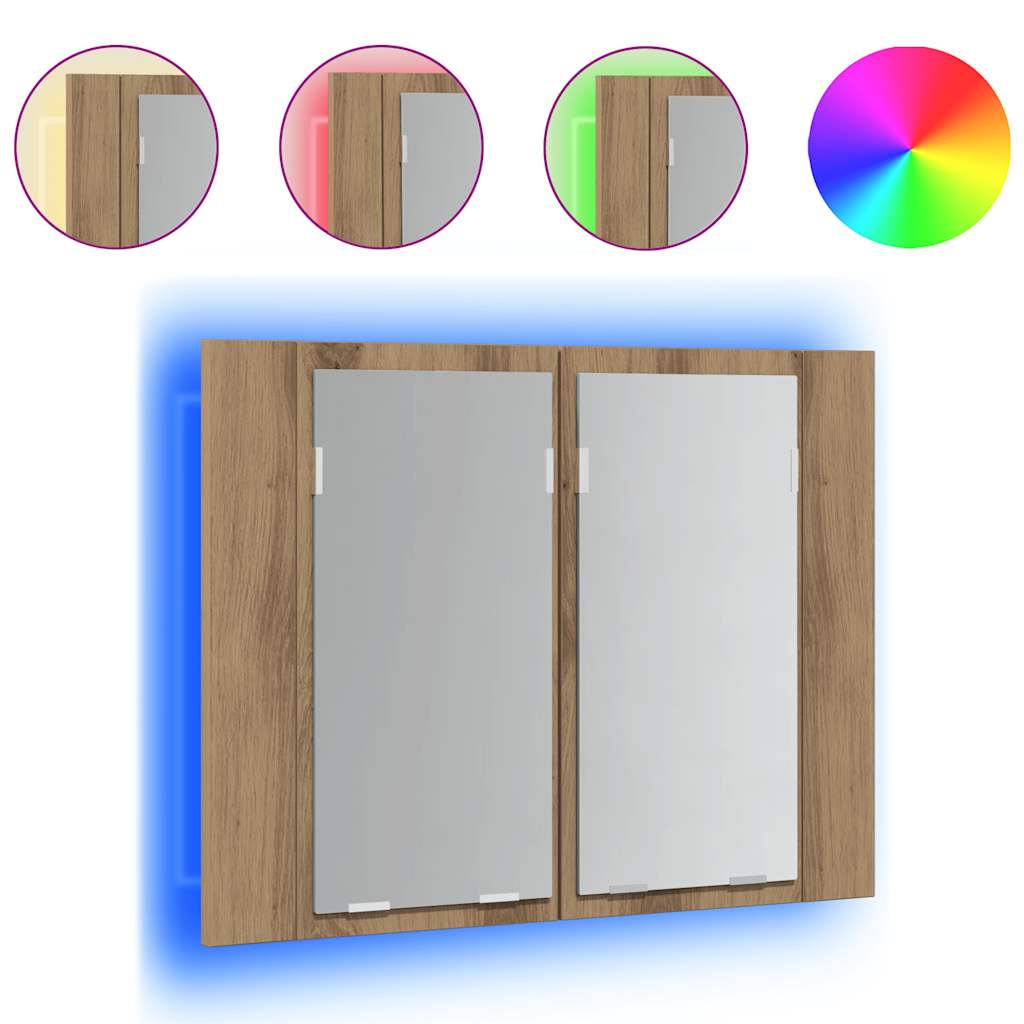 vidaXL Zrcadlová skříňka s LED dub artisan 60x12x45cm kompozitní dřevo