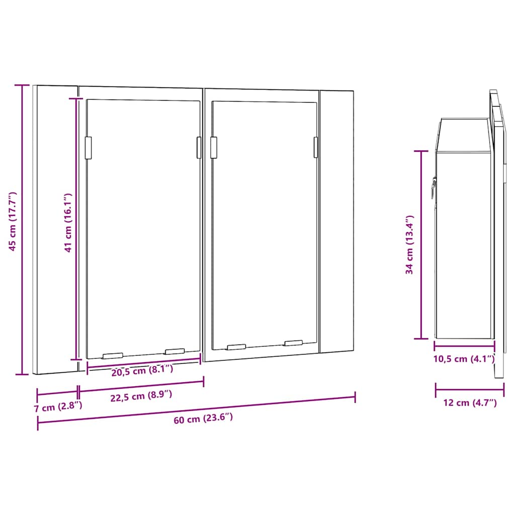 Zrcadlová skříňka s LED dub artisan 60x12x45cm kompozitní dřevo - obrázek 16