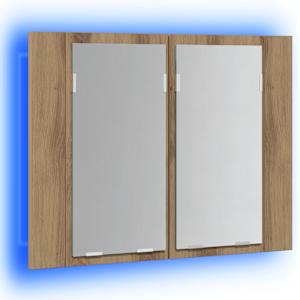 Zrcadlová skříňka s LED dub artisan 60x12x45cm kompozitní dřevo - obrázek 4