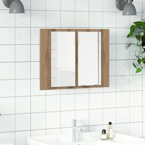 Zrcadlová skříňka s LED dub artisan 60x12x45cm kompozitní dřevo - obrázek 1