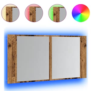 Zrcadlová skříňka s LED old wood 90x12x45 cm kompozitní dřevo - obrázek 2