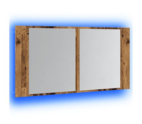 vidaXL Armoire &agrave; miroir LED vieux bois 90x12x45 cm bois d'ing&eacute;nierie