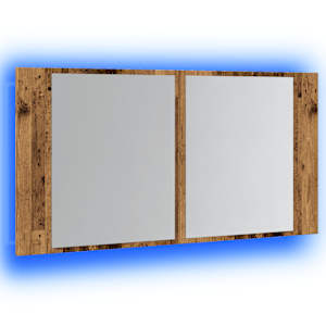 Zrcadlová skříňka s LED old wood 90x12x45 cm kompozitní dřevo - obrázek 3