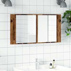 Zrcadlová skříňka s LED old wood 90x12x45 cm kompozitní dřevo - obrázek 4