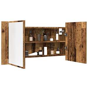 Zrcadlová skříňka s LED old wood 90x12x45 cm kompozitní dřevo - obrázek 5