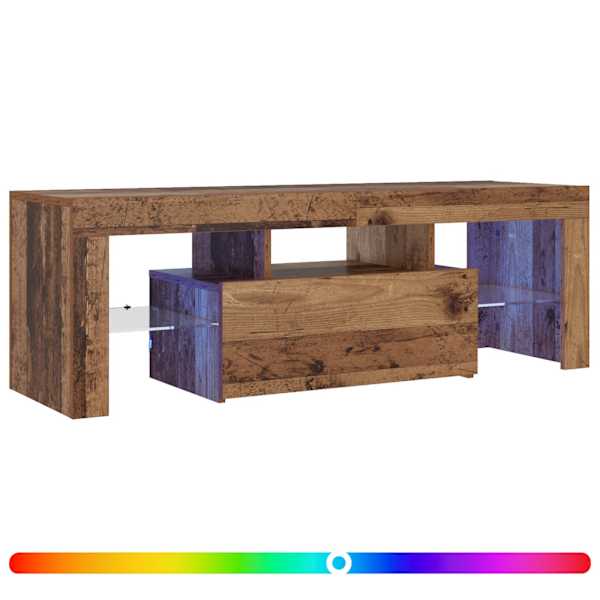 vidaXL telerialus LEDiga, vana puit, 120x36,5x40 cm, tehispuit
