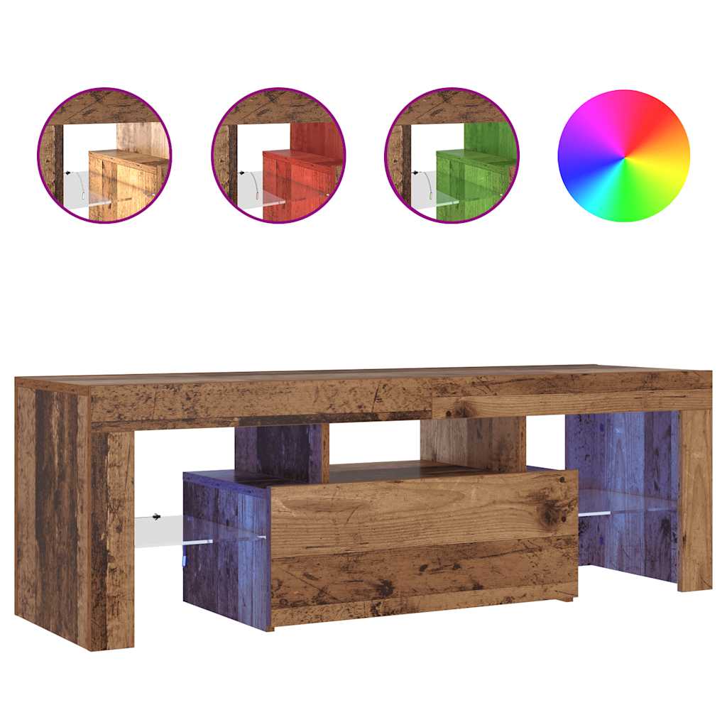 vidaXL TV stolek s LED old wood 120 x 36,5 x 40 cm kompozitní dřevo