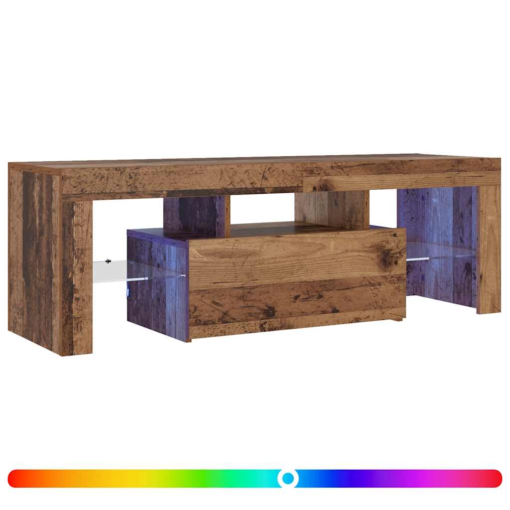 vidaXL TV stolek s LED old wood 120 x 36,5 x 40 cm kompozitní dřevo