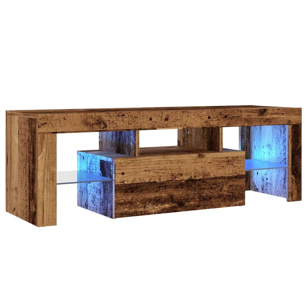 vidaXL TV-kaappi LED-valoilla vanha puu 120x36,5x40 cm teknillinen puu
