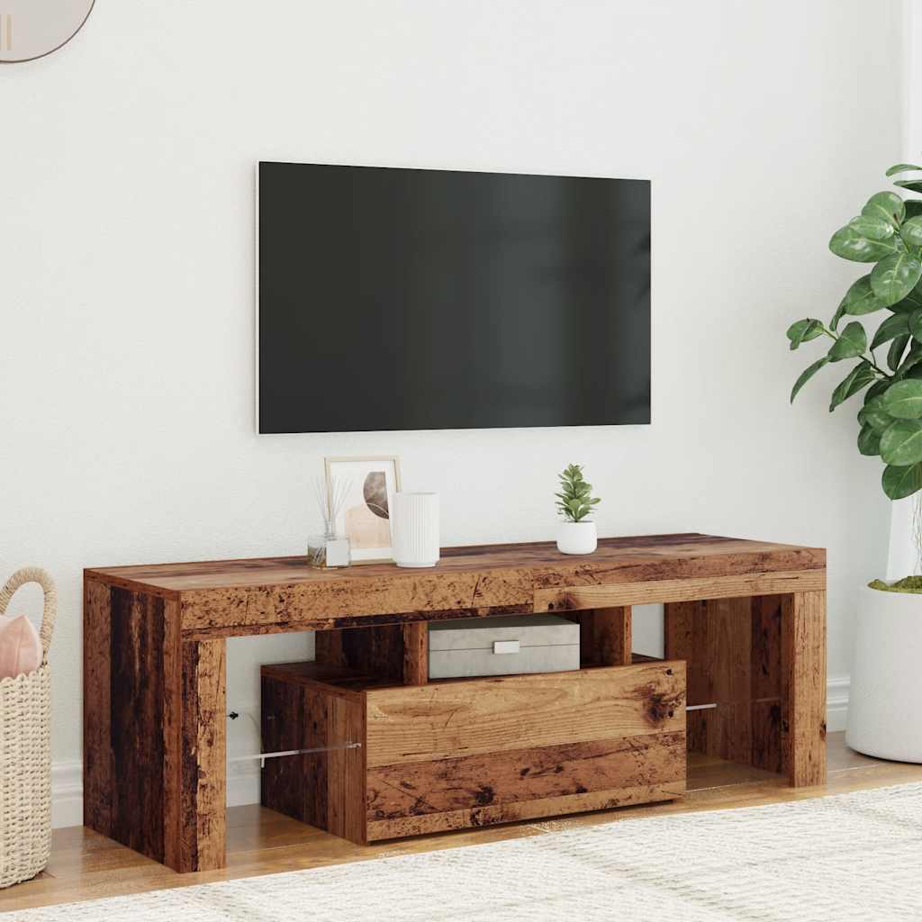vidaXL Dulap TV cu lumini LED lemn vechi 120x36,5x40 cm lemn prelucrat