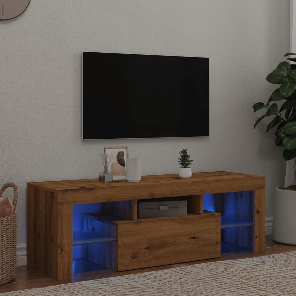 vidaXL TV-Schrank mit LED Artisan-Eiche 120x36,5x40 cm Holzwerkstoff