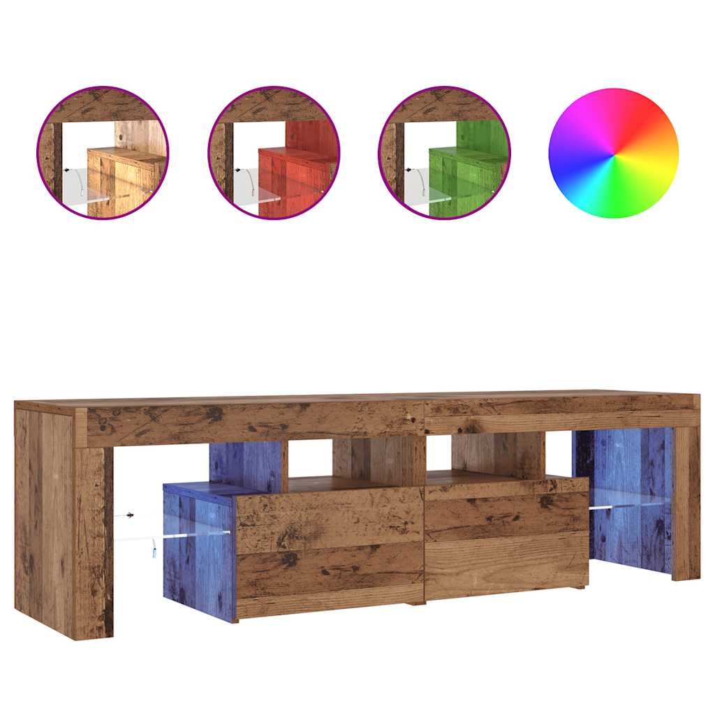 vidaXL TV stolek s LED old wood 140 x 36,5 x 40 cm kompozitní dřevo