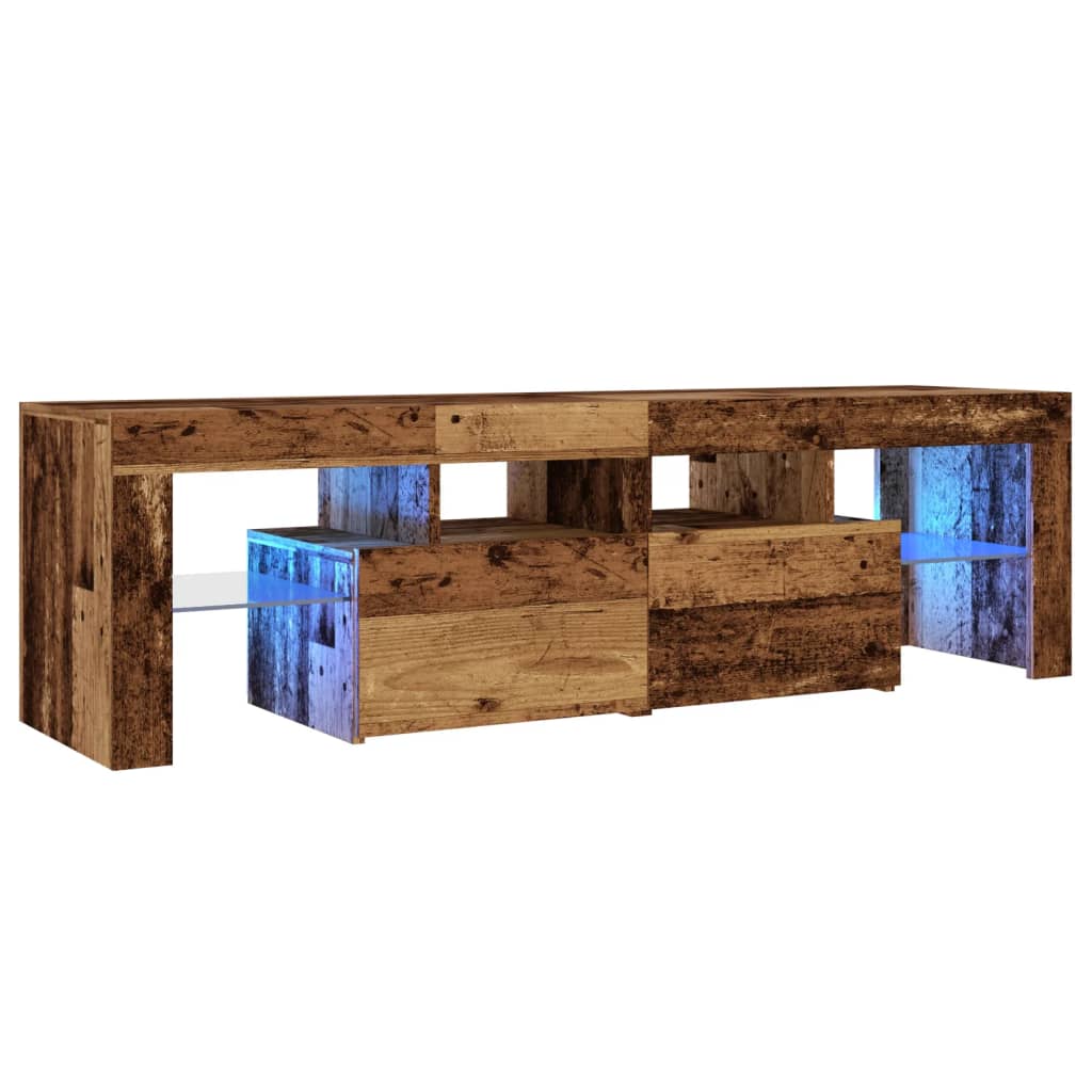 vidaXL Tv-meubel met LED 140x36,5x40 cm bewerkt hout oud hout