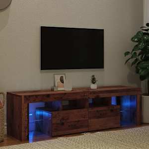 TV stolek s LED old wood 140 x 36,5 x 40 cm kompozitní dřevo - obrázek 3