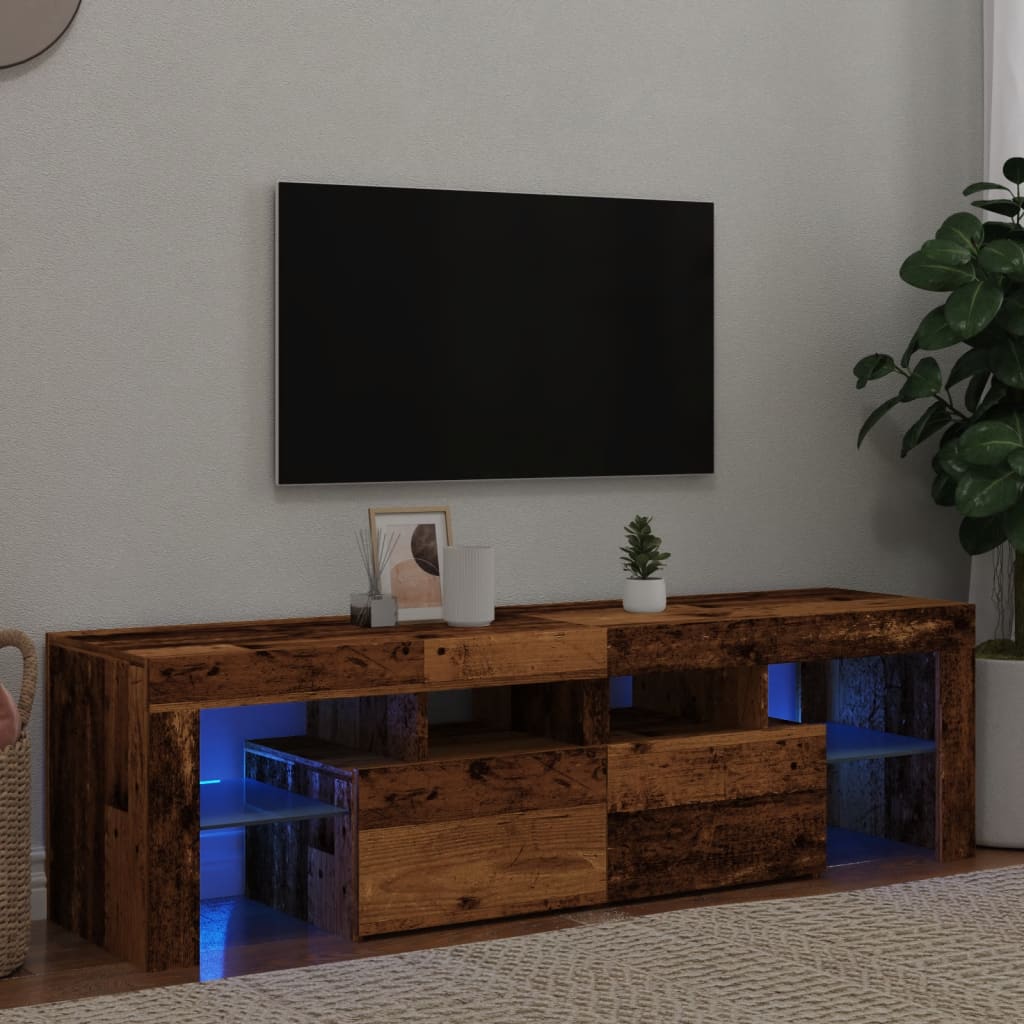 vidaXL TV-Schrank mit LED Altholz-Optik 140x36,5x40 cm Holzwerkstoff