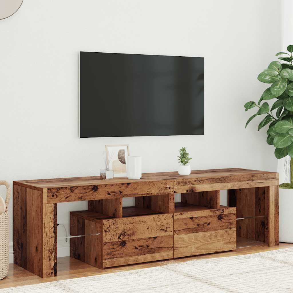 vidaXL Dulap TV cu lumini LED lemn vechi 140x36,5x40 cm lemn prelucrat