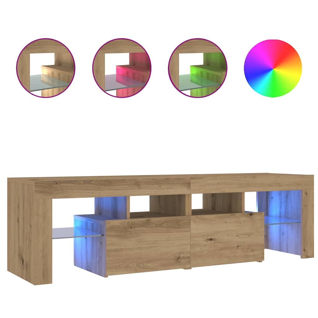 vidaXL TV stolek s LED dub artisan 140 x 36,5 x 40 cm kompozitní dřevo