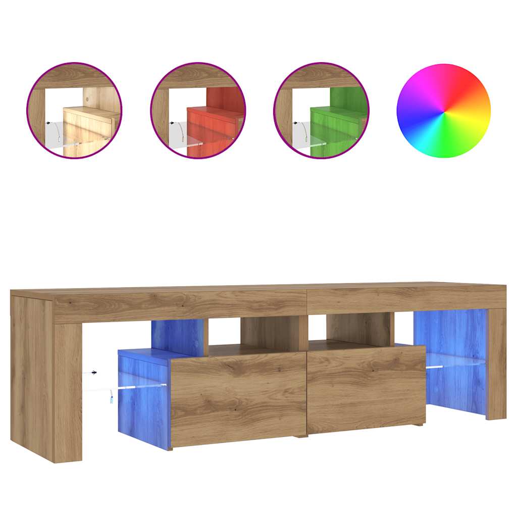 Thumbnail - vidaXL TV-Schrank mit LED Artisan-Eiche 140x36,5x40 cm Holzwerkstoff